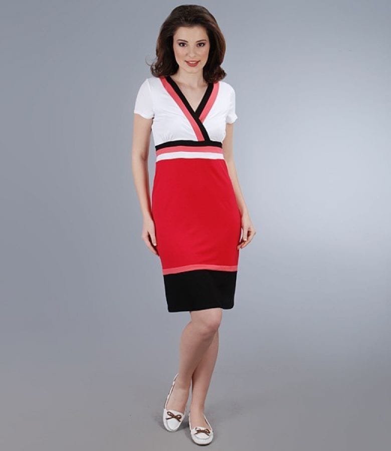 Rochie din jerse elastic cu decolteu in V