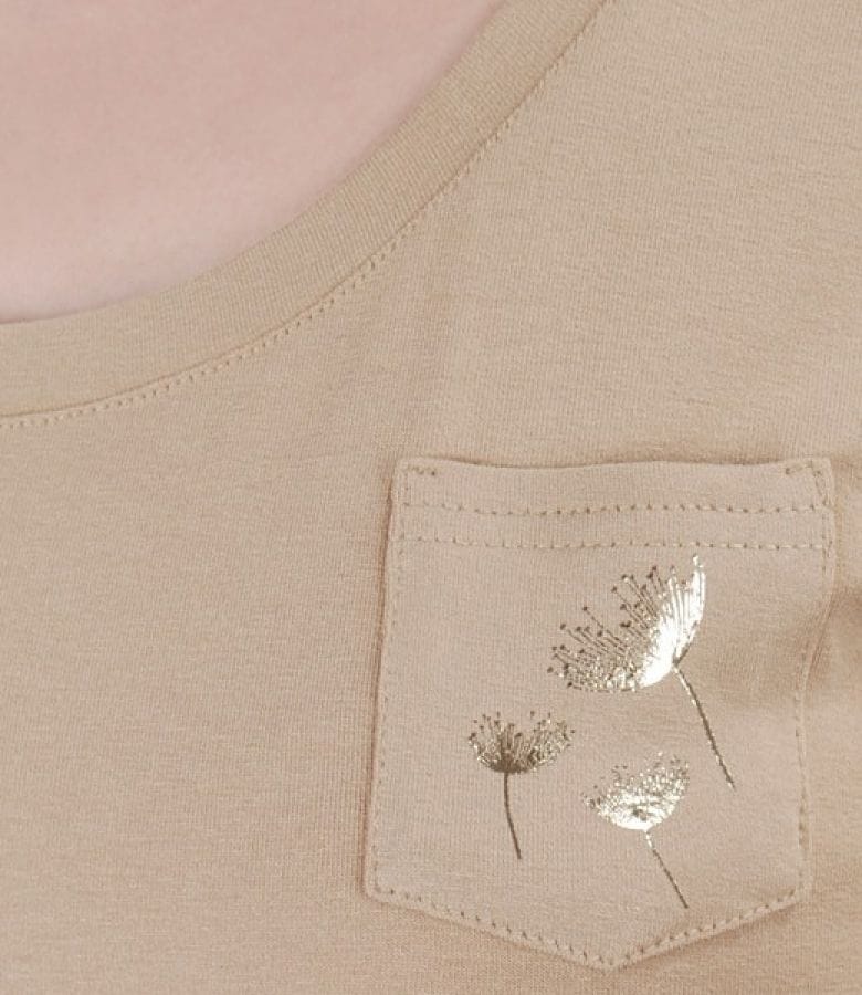 Tricou din jerse elastic uni cu buzunar si garnitura