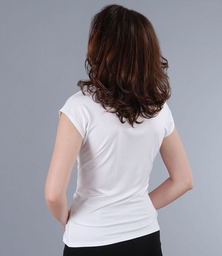 Tricou din jerse elastic uni cu buzunar si garnitura