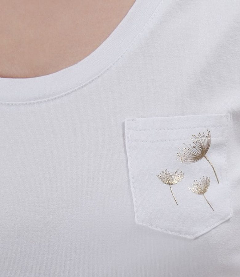 Tricou din jerse elastic uni cu buzunar si garnitura