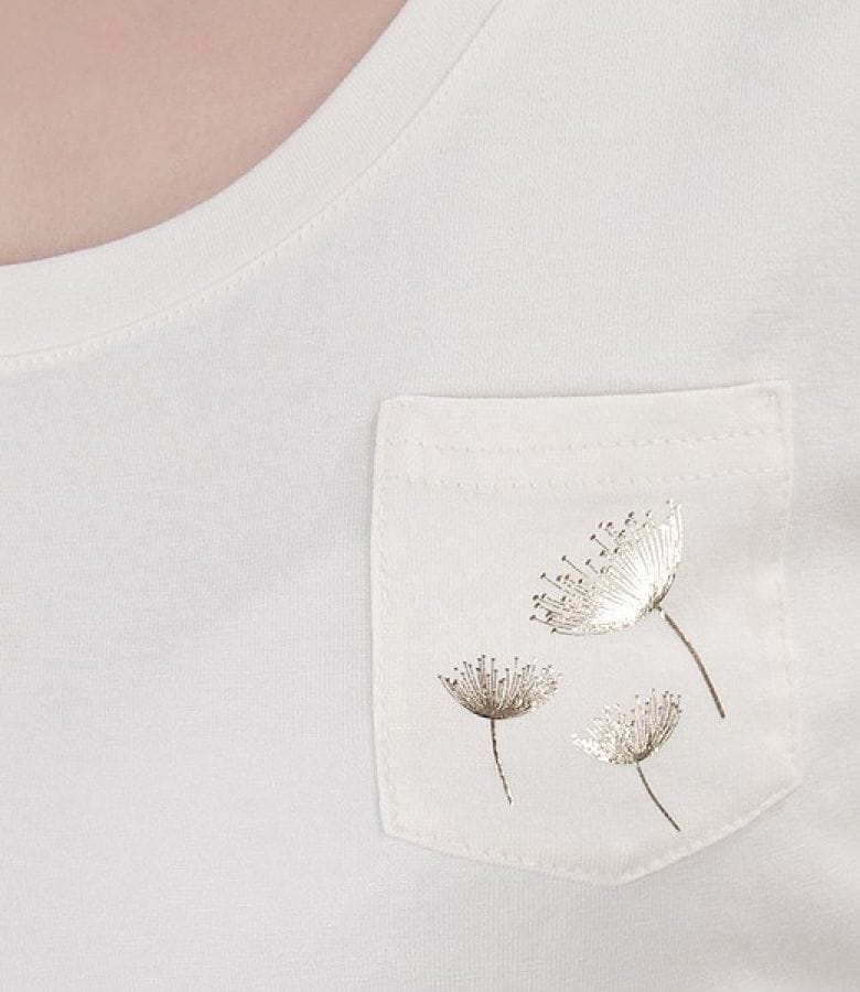 Tricou din jerse elastic uni cu buzunar si garnitura