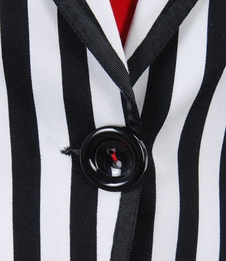 Sacou din bumbac elastic in dungi alb-negru
