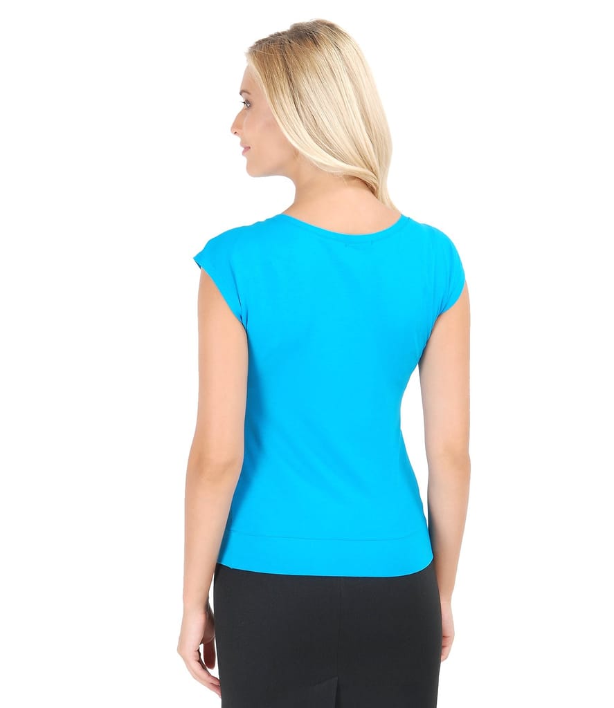 Tricou din jerse uni cu umeri cazuti