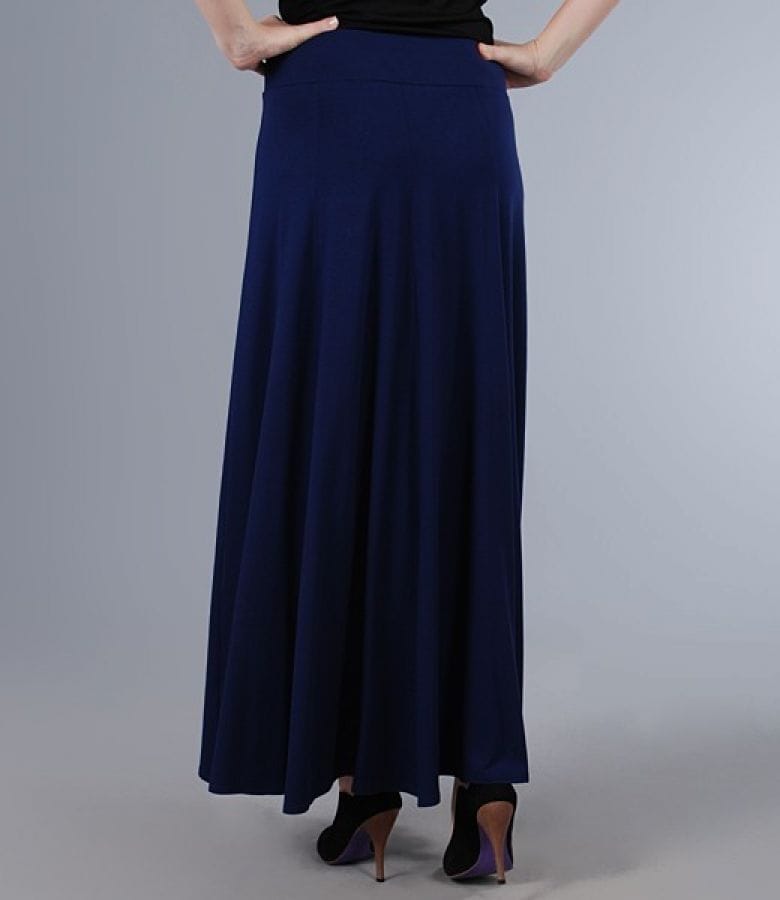 Fusta lunga in clini din jerse elastic bleumarin