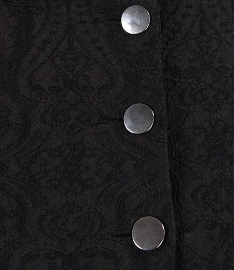 Sacou din brocart de bumbac elastic maro cu guler tunica