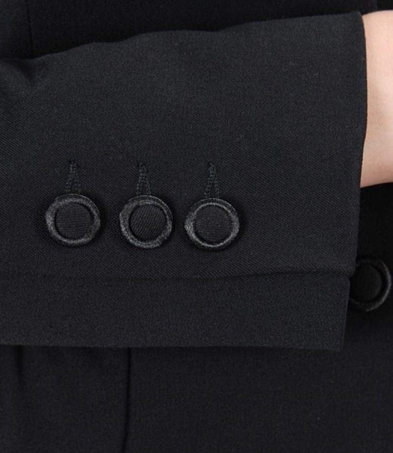 Sacou office negru cu garnitura saten