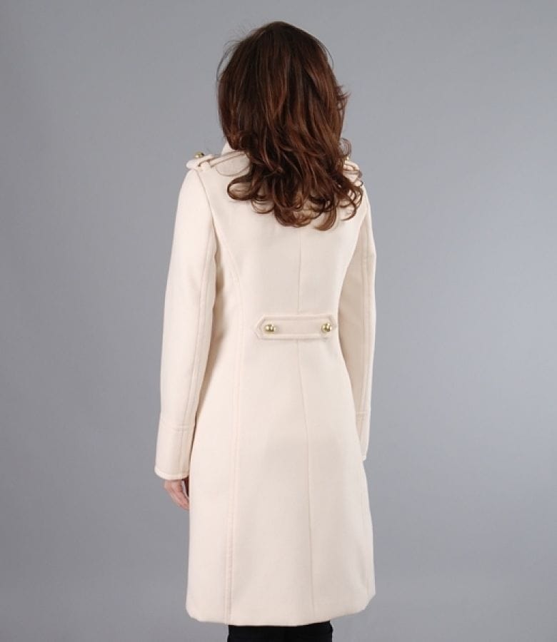 Palton alb-ecru cu epoleti