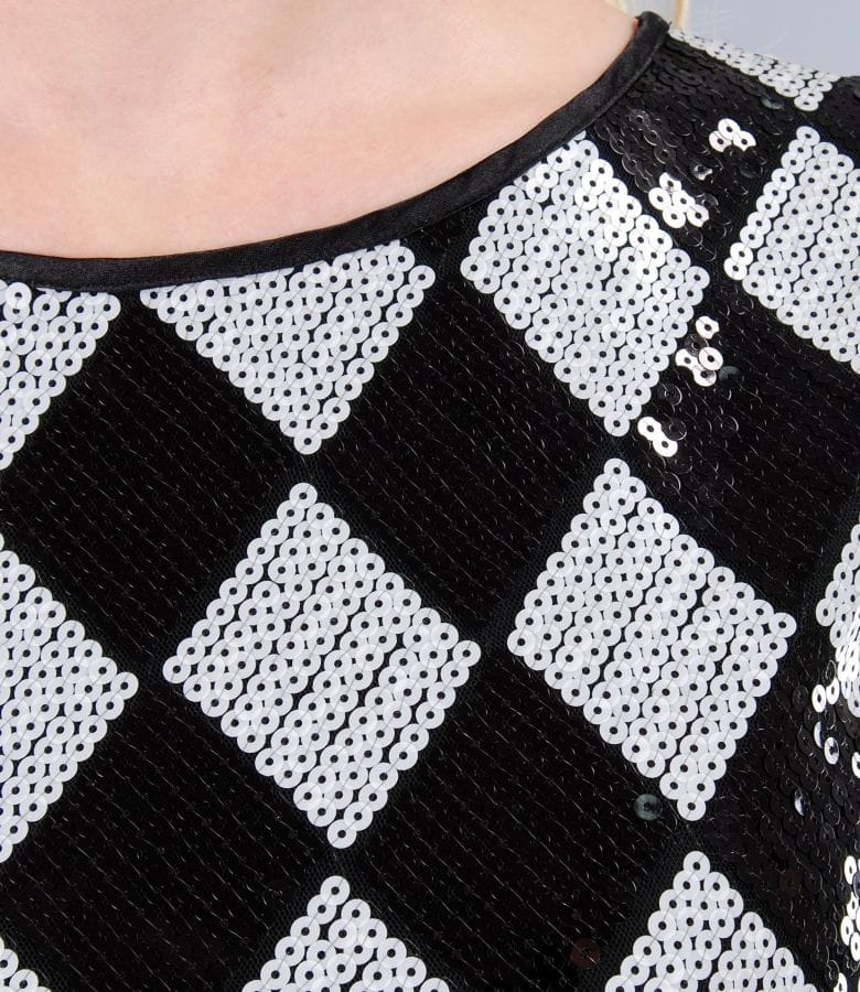 Bluza cu paiete alb-negru