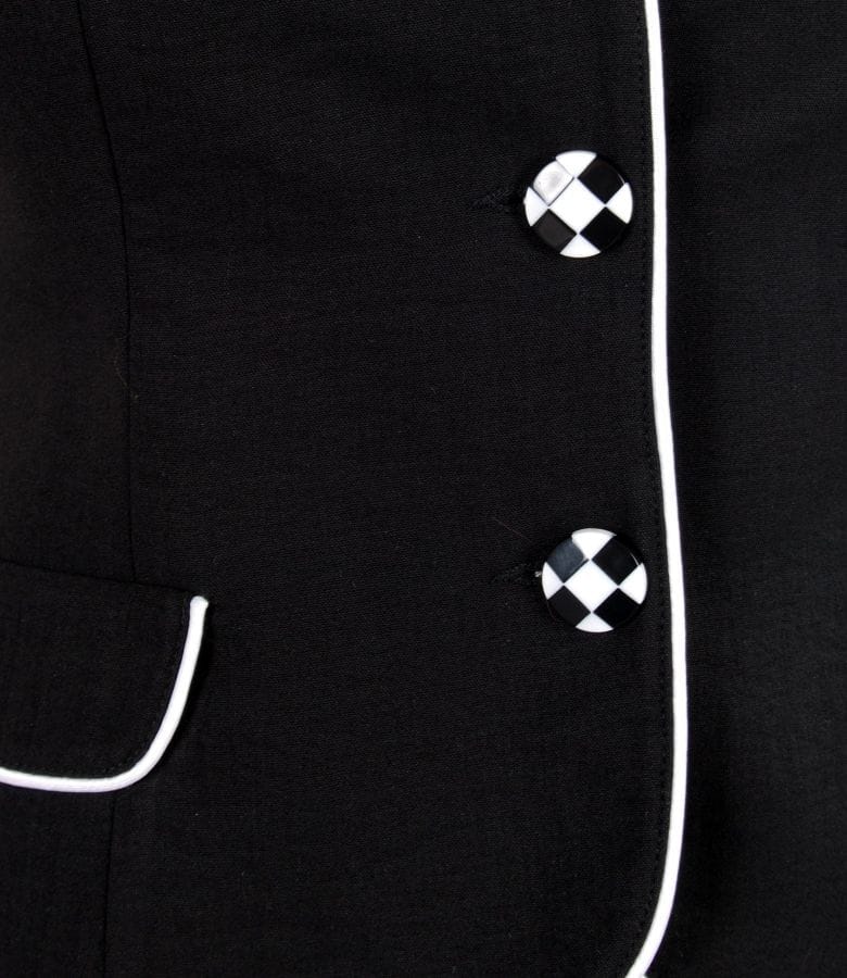 Sacou din viscoza creponata neagra cu garnitura contrast