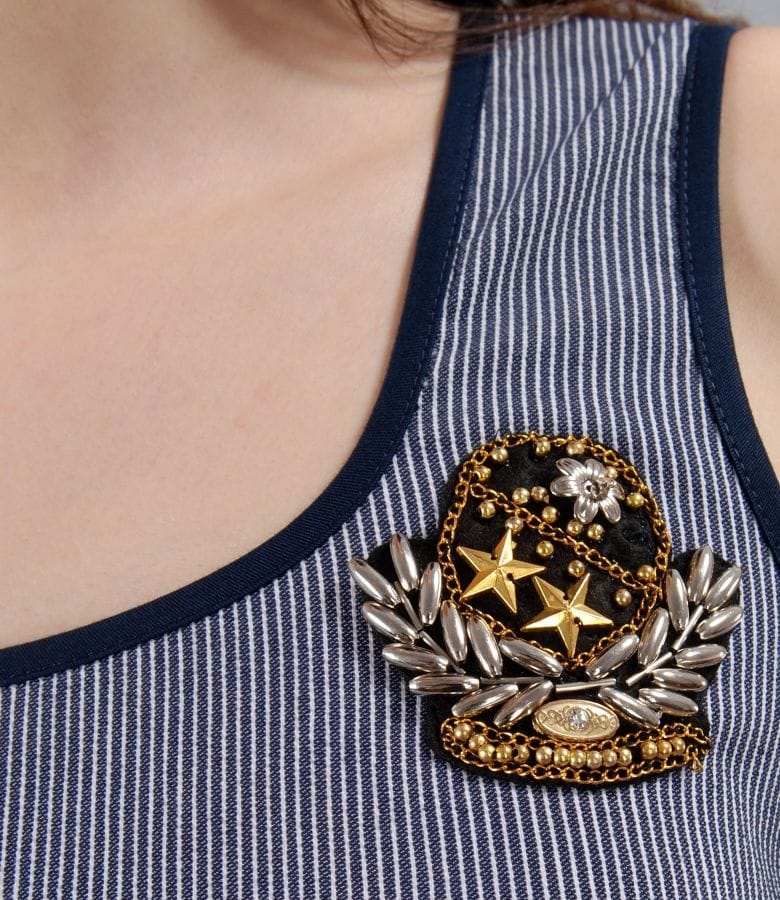 Rochie din bumbac elastic in dungi cu garnitura