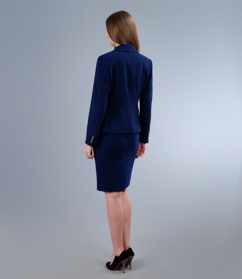 Tinuta office bleumarin din stofa elastica