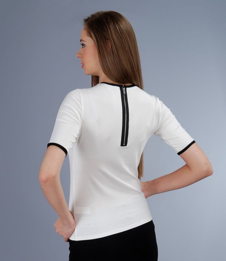 Tricou din jerse elastic cu fermoar metalic