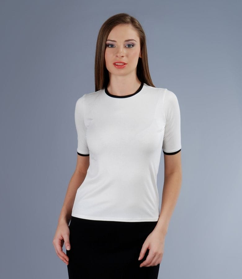 Tricou din jerse elastic cu fermoar metalic