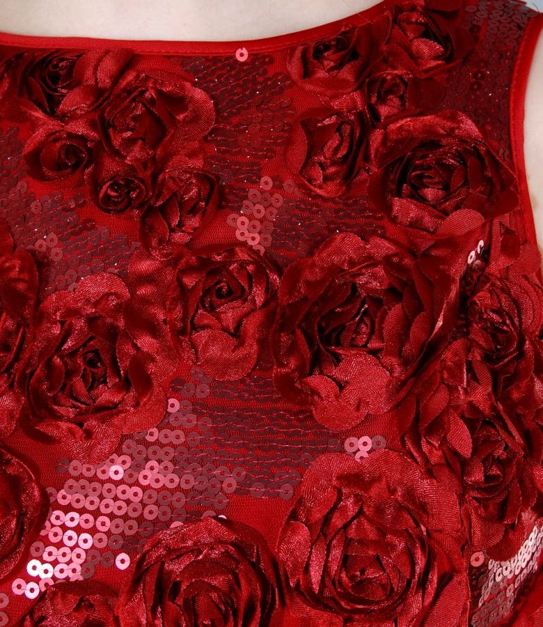 Rochie cu corsaj cu motive florale si paiete