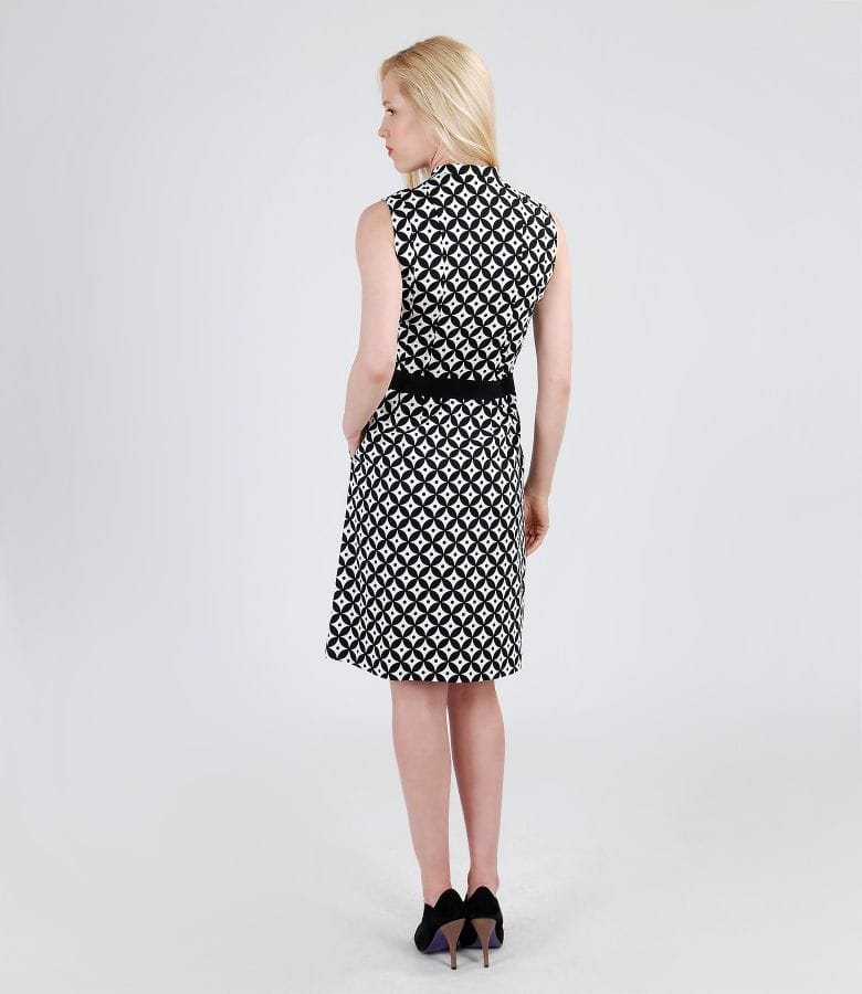 Rochie din bumbac elastic imprimat cu buzunare si cordon