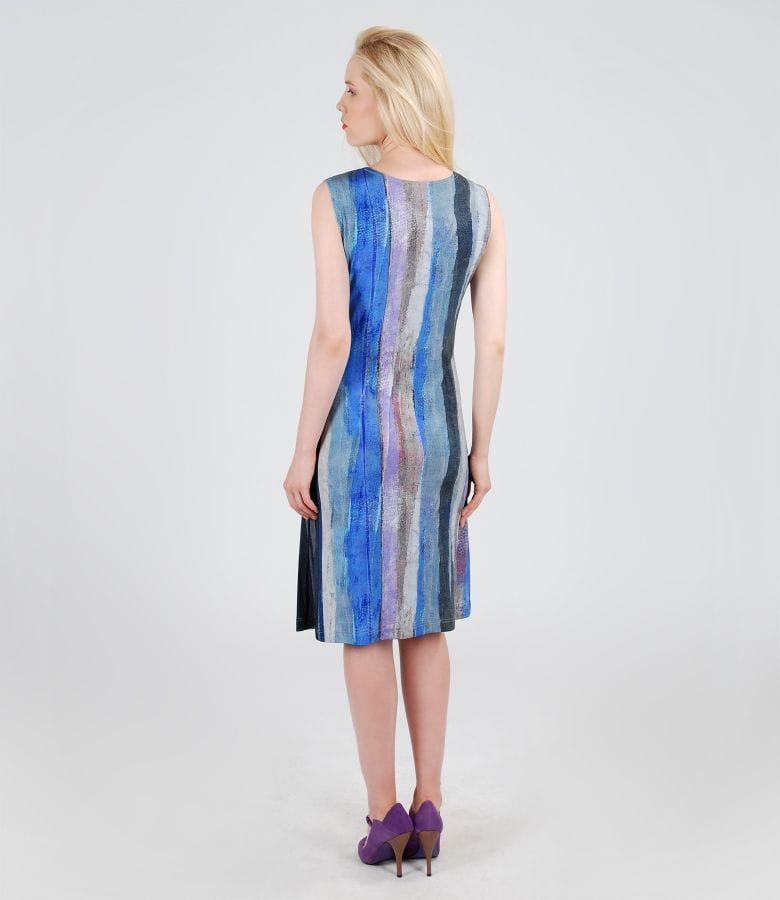 Rochie din jerse elastic imprimat cu decolteu in falduri
