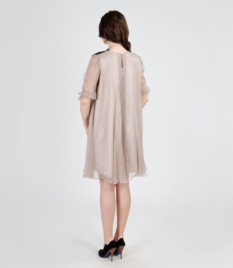 Rochie de seara din matase cu maneci bufante