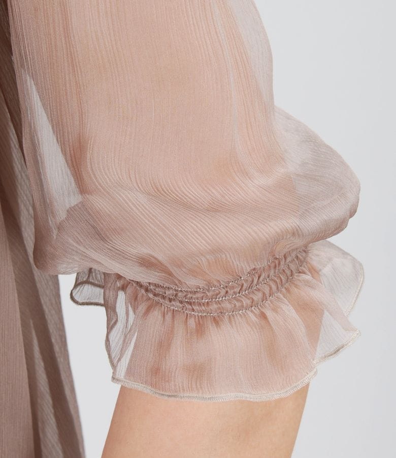Rochie de seara din matase cu maneci bufante