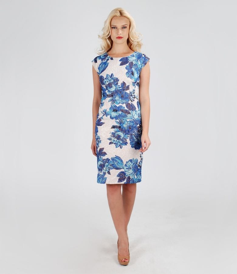 Rochie din brocart elastic multi-color cu fir metalic