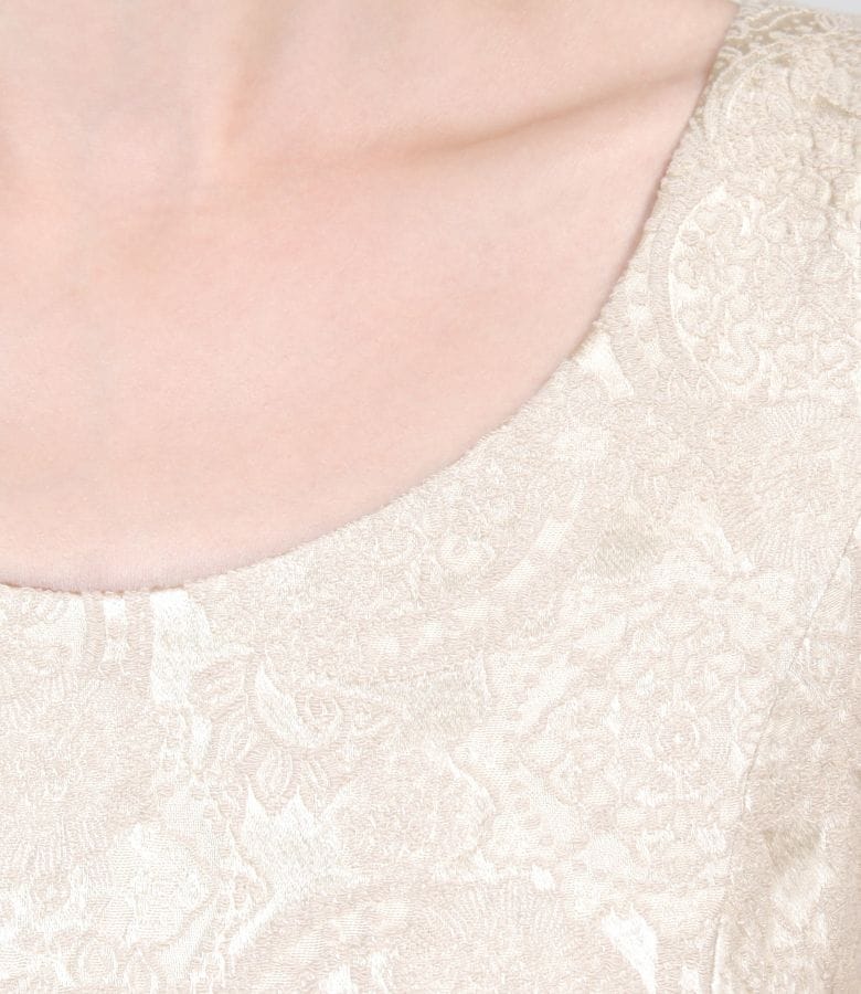 Rochie de seara lunga din brocart elastic si voal