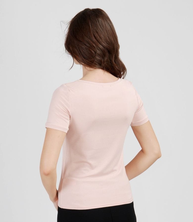 Tricou din jerse uni cu garnitura