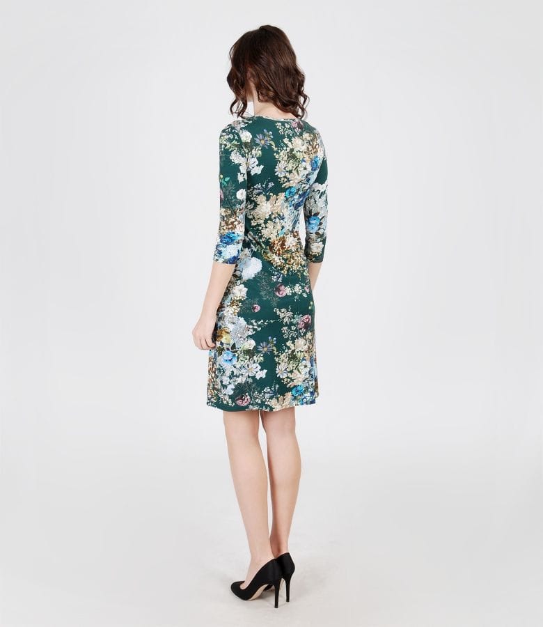 Rochie captusita din jerse elastic imprimat