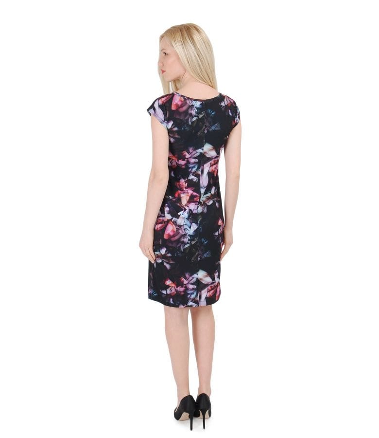 Rochie din jerse imprimat cu umeri cazuti