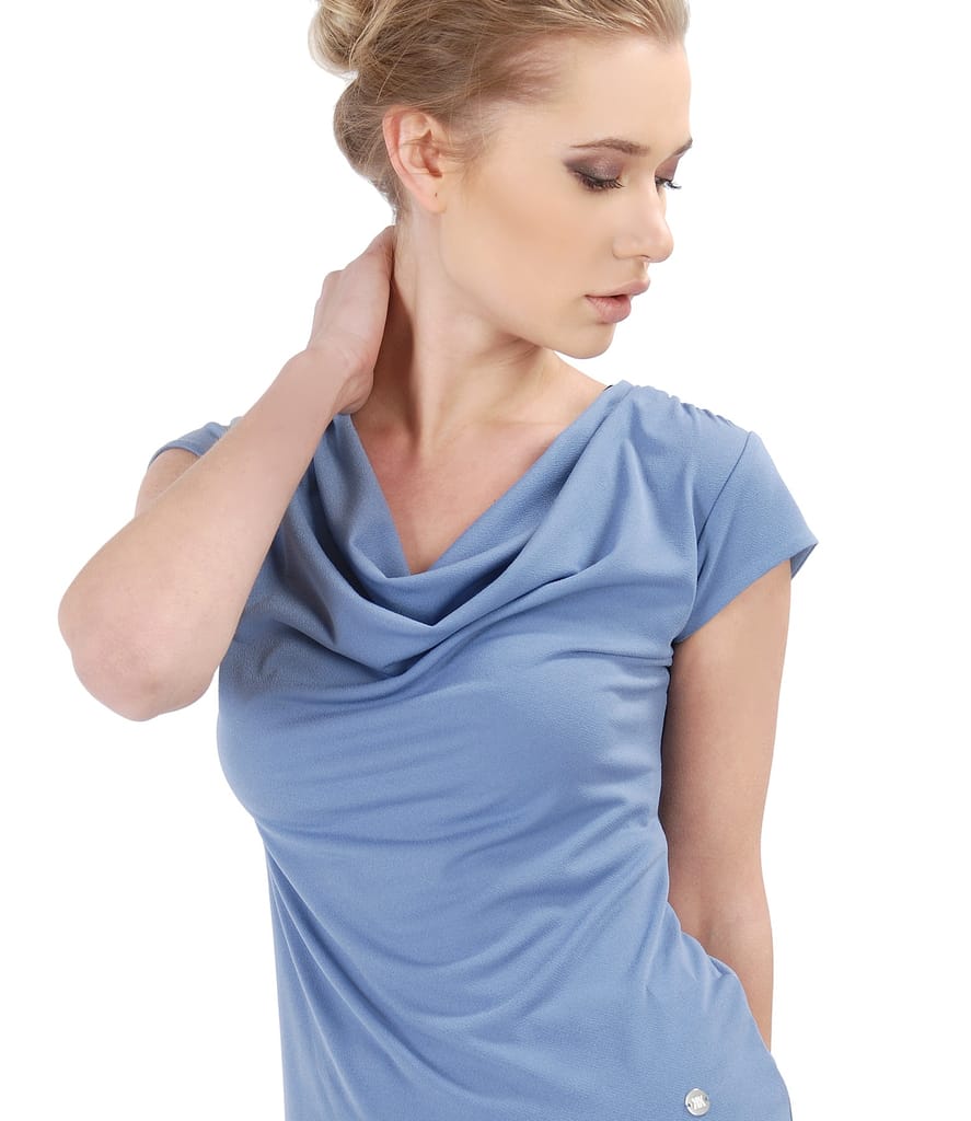 Tricou din jerse uni cu falduri