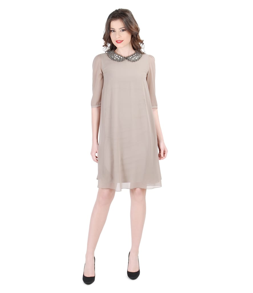 Rochie de seara din voal cu guler