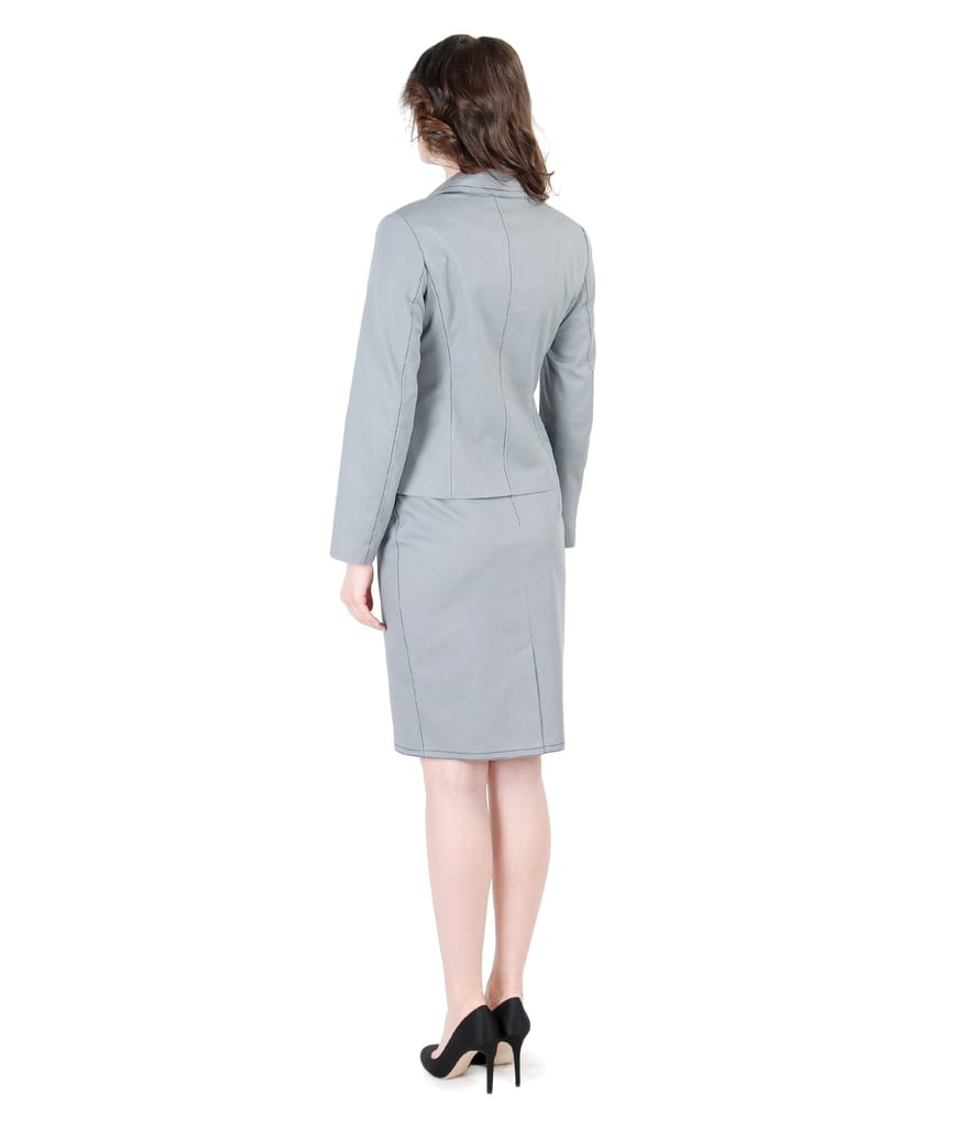 Costum office dama din bumbac elastic cu tighele