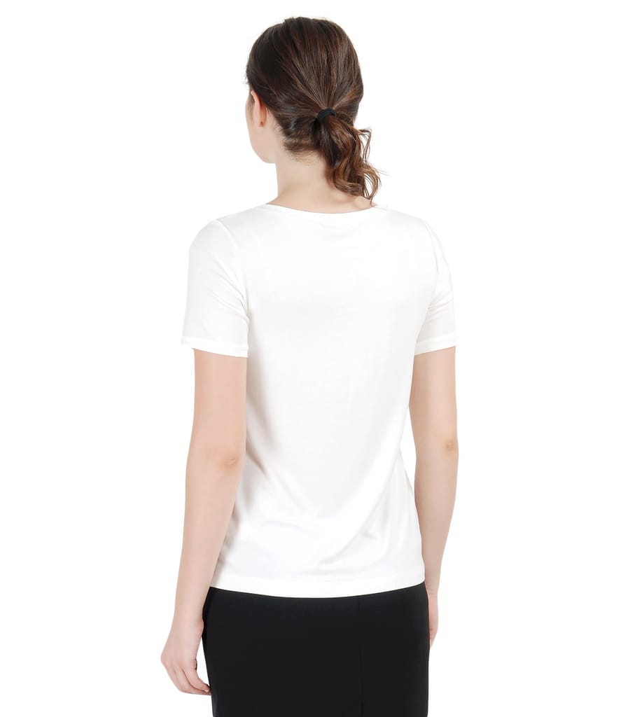 Tricou din jerse uni cu garnitura