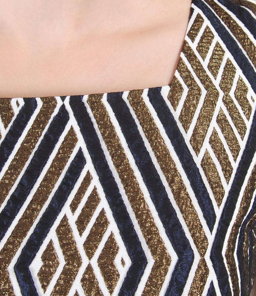 Rochie de seara scurta din brocart elastic cu fir metalic