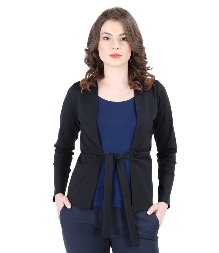 Bluza din jerse elastic legata cu cordon