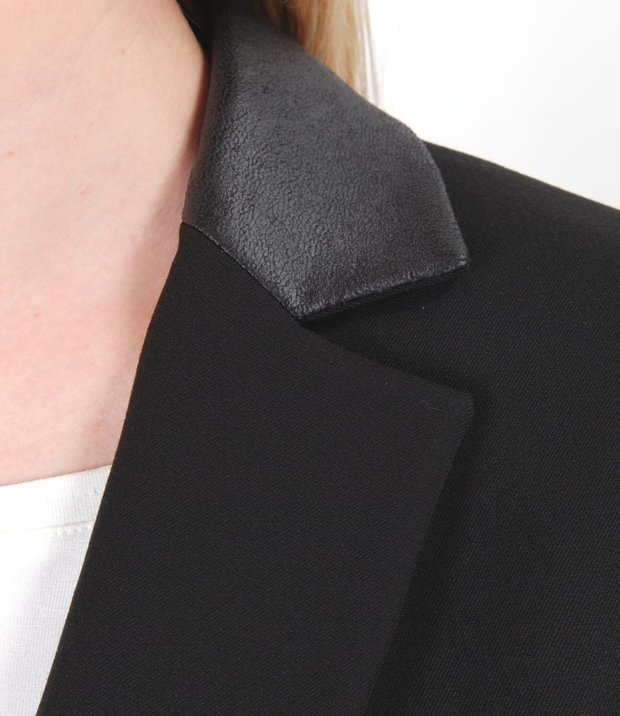 Sacou office cu buzunare si garnitura de piele ecologica