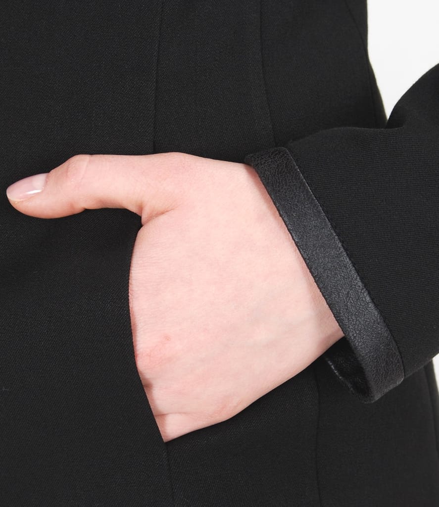 Sacou office cu buzunare si garnitura de piele ecologica