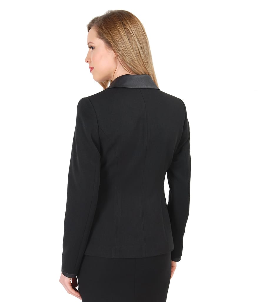 Sacou office cu buzunare si garnitura de piele ecologica