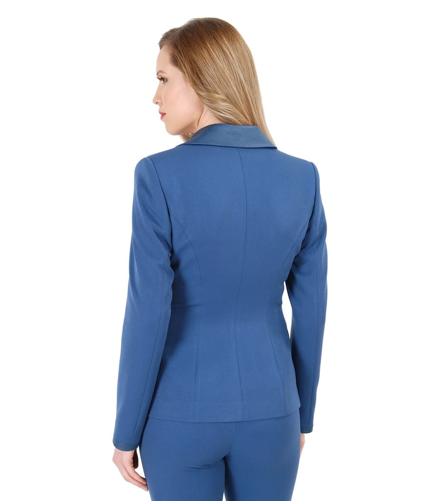 Sacou office cu buzunare si garnitura de piele ecologica