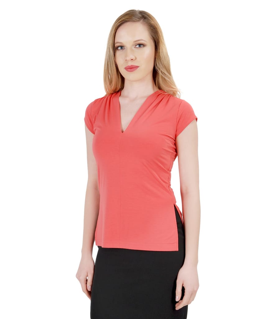 Tricou din jerse elastic cu slituri