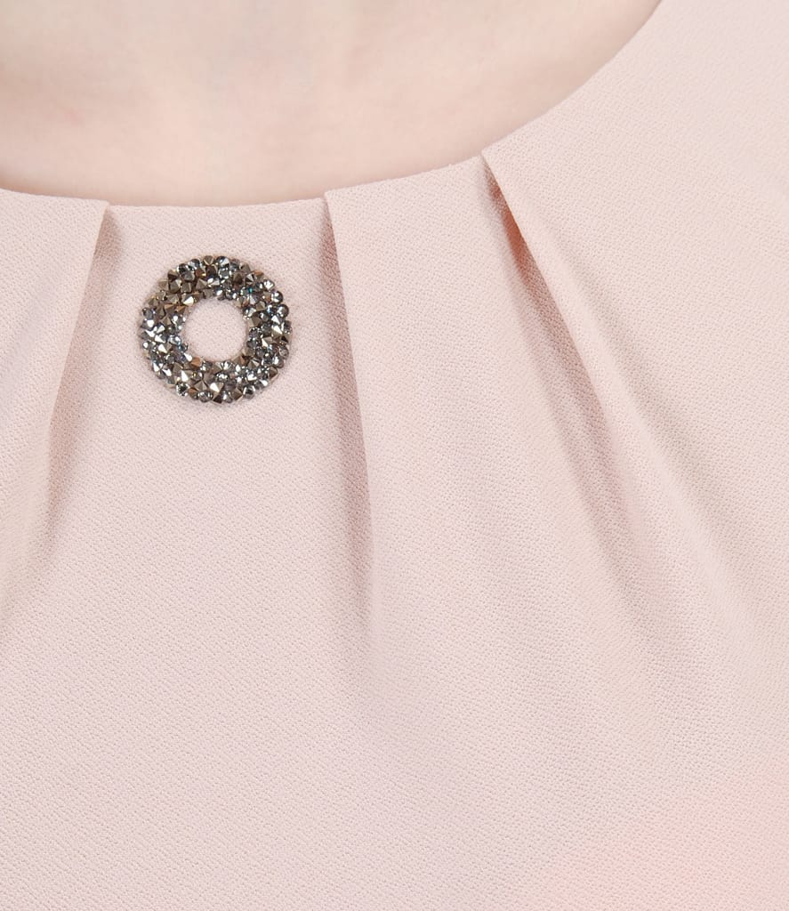 Bluza din jerse uni cu pliuri si cristale