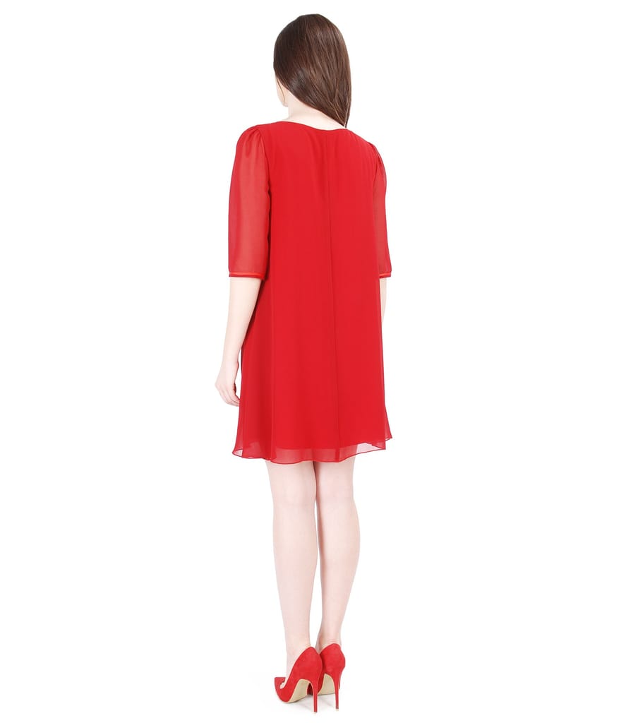 Rochie eleganta din voal cu garnitura