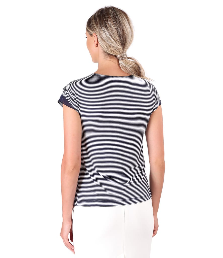 Tricou din jerse elastic imprimat cu garnitura