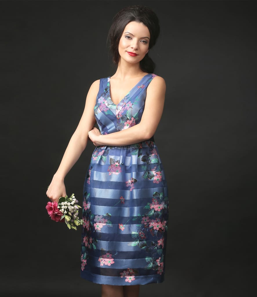 Rochie de seara din organza cu cordon in talie