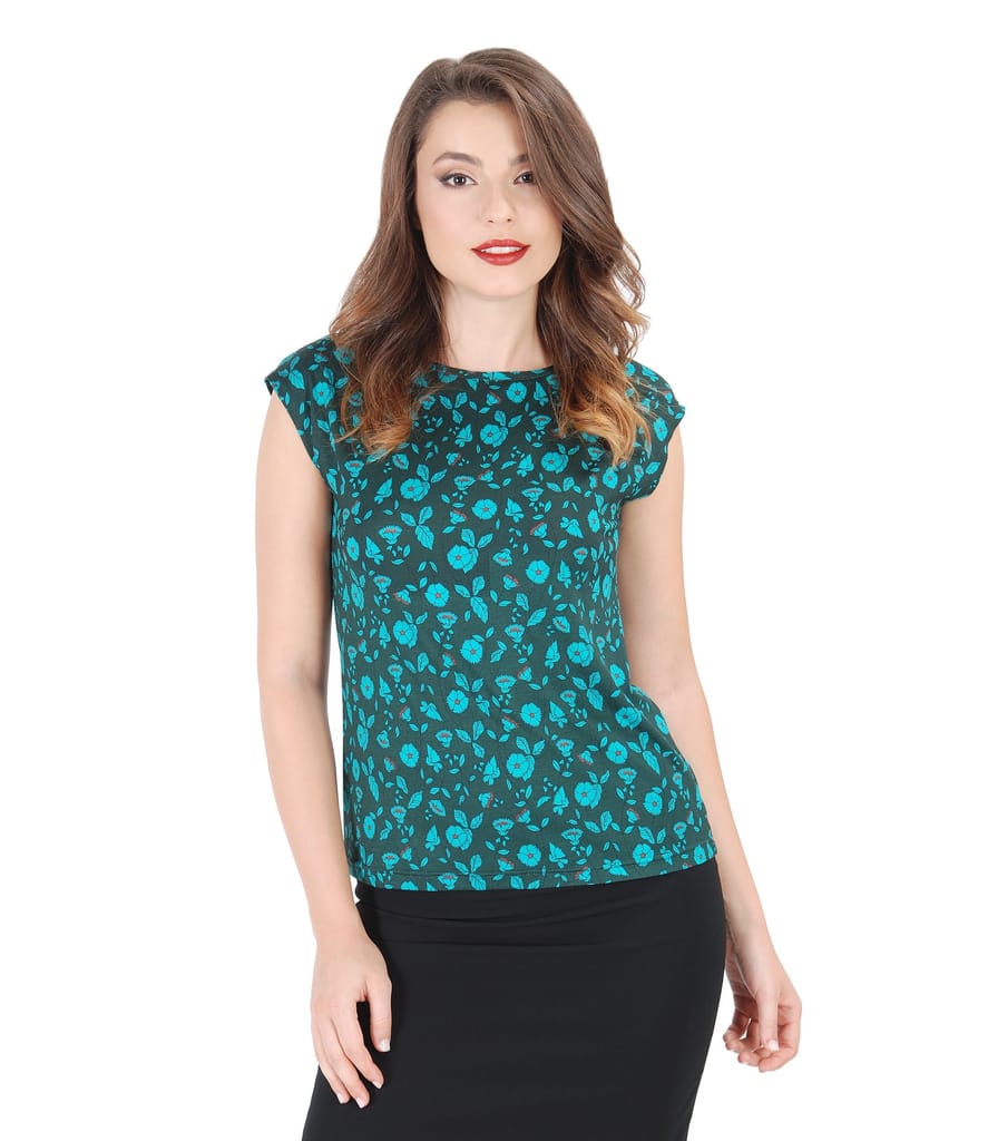 Bluza din jerse imprimat cu umeri cazuti