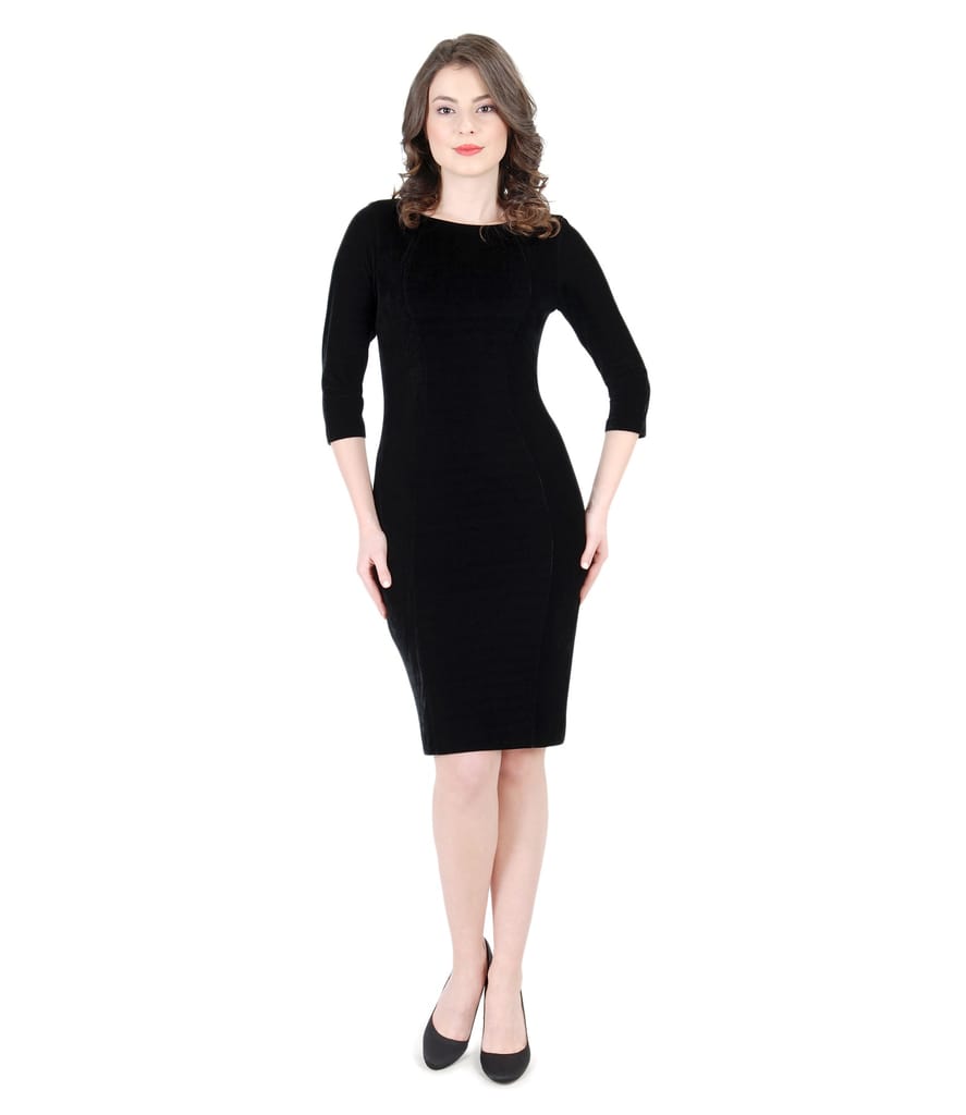 Rochie din catifea elastica cu insertie