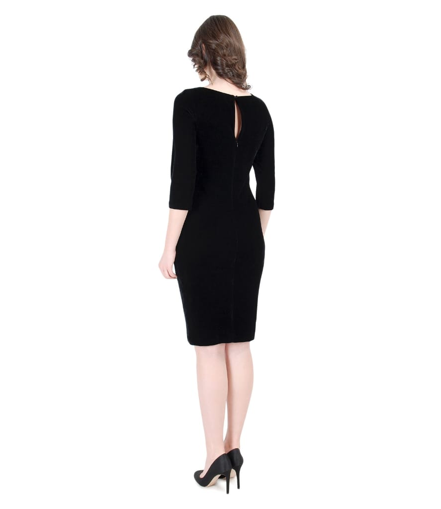 Rochie din catifea elastica cu insertie