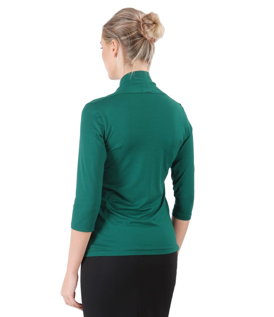 Bluza din jerse uni cu decolteu adanc