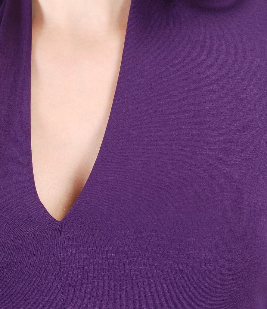 Bluza din jerse uni cu decolteu adanc