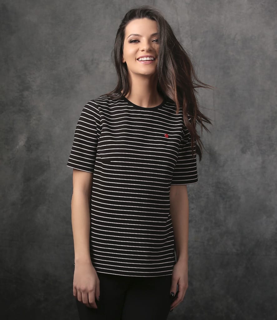 Bluza din jerse gros elastic cu dungi