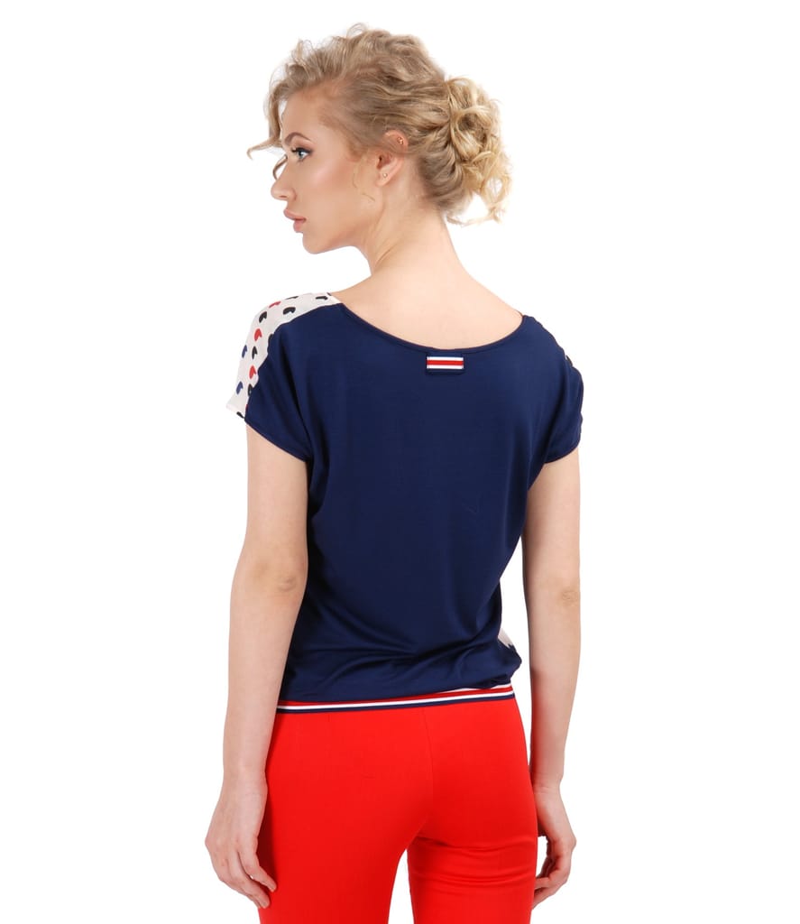 Bluza din jerse elastic cu fata din viscoza imprimata