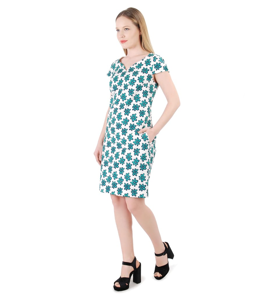 Rochie din bumbac texturat cu imprimeu floral